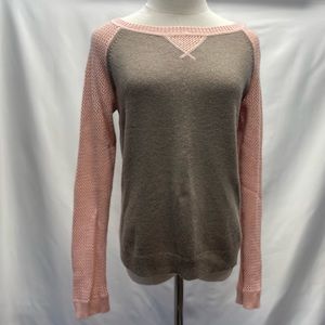 GAP Dorito Color Block Sweater Brown with Peach Sleeves Sz Small